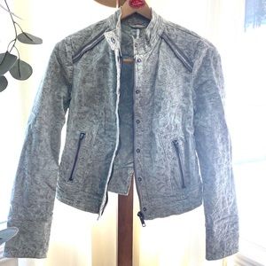 Free People Floral Brocade Moto Jacket